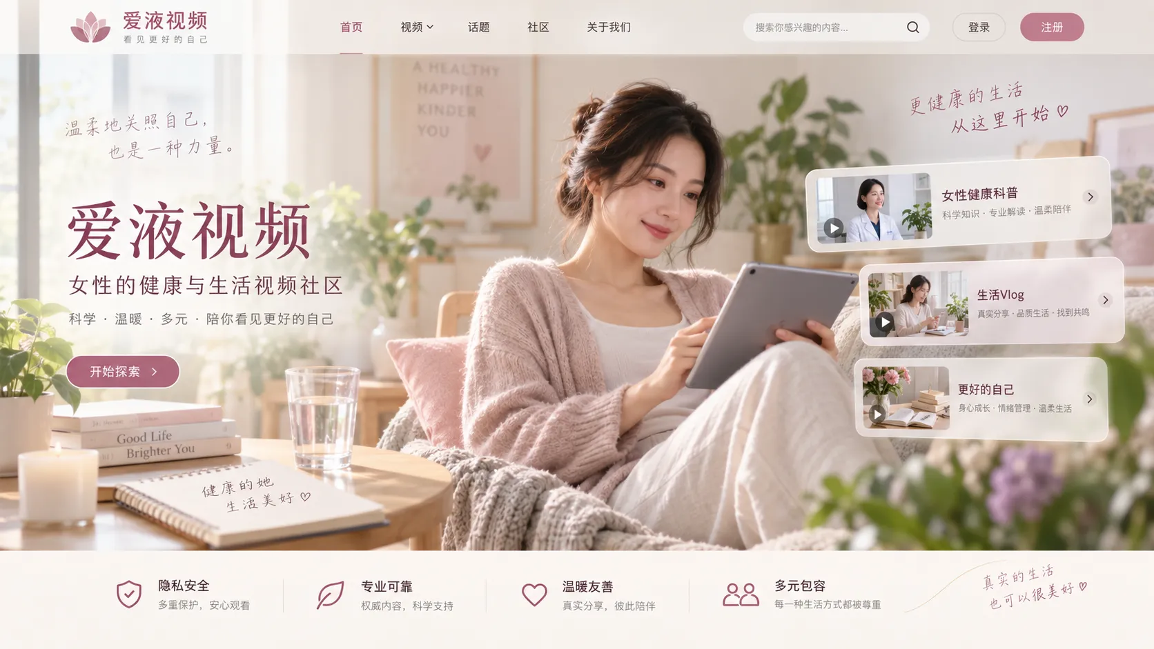 爱液视频女性隐私健康与温暖生活主视觉
